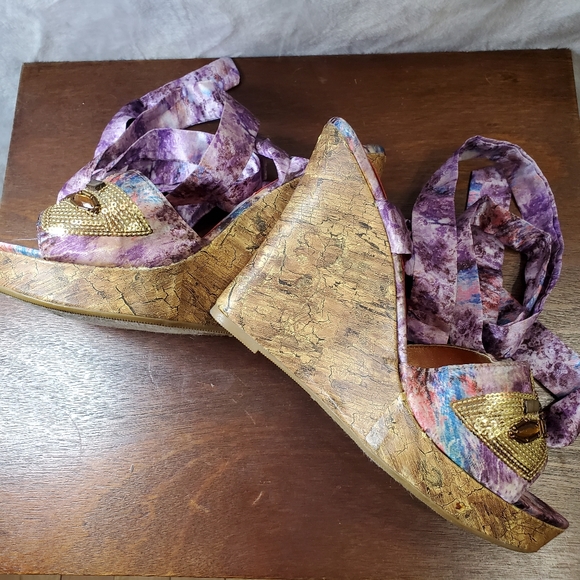 minx Shoes - Minx | rare NZ dramatic designer: sexy marbled purple wedge